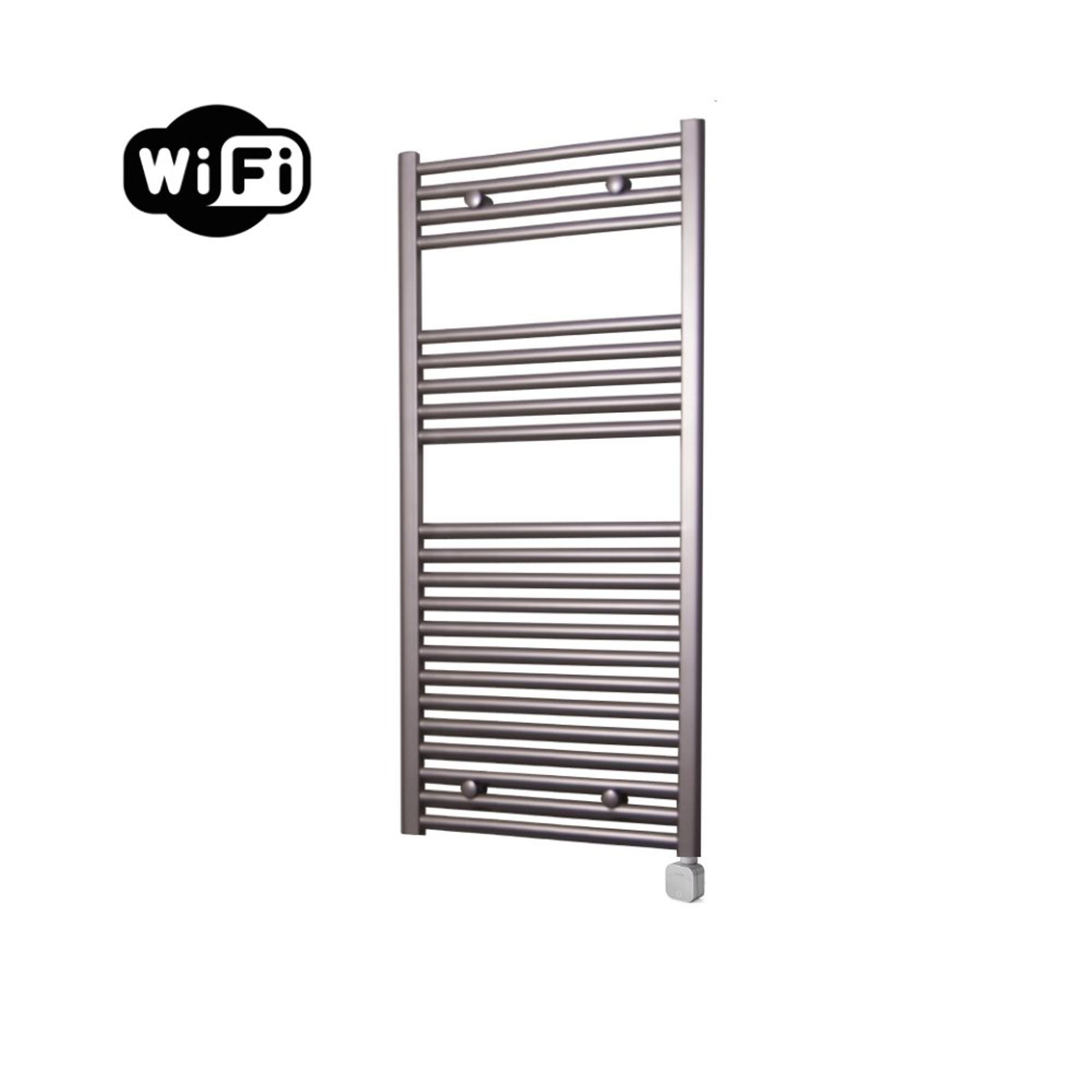 Sanicare HPW Elektrische Radiator - 111.8x45cm - 596W - wifi - thermostaat - zilver